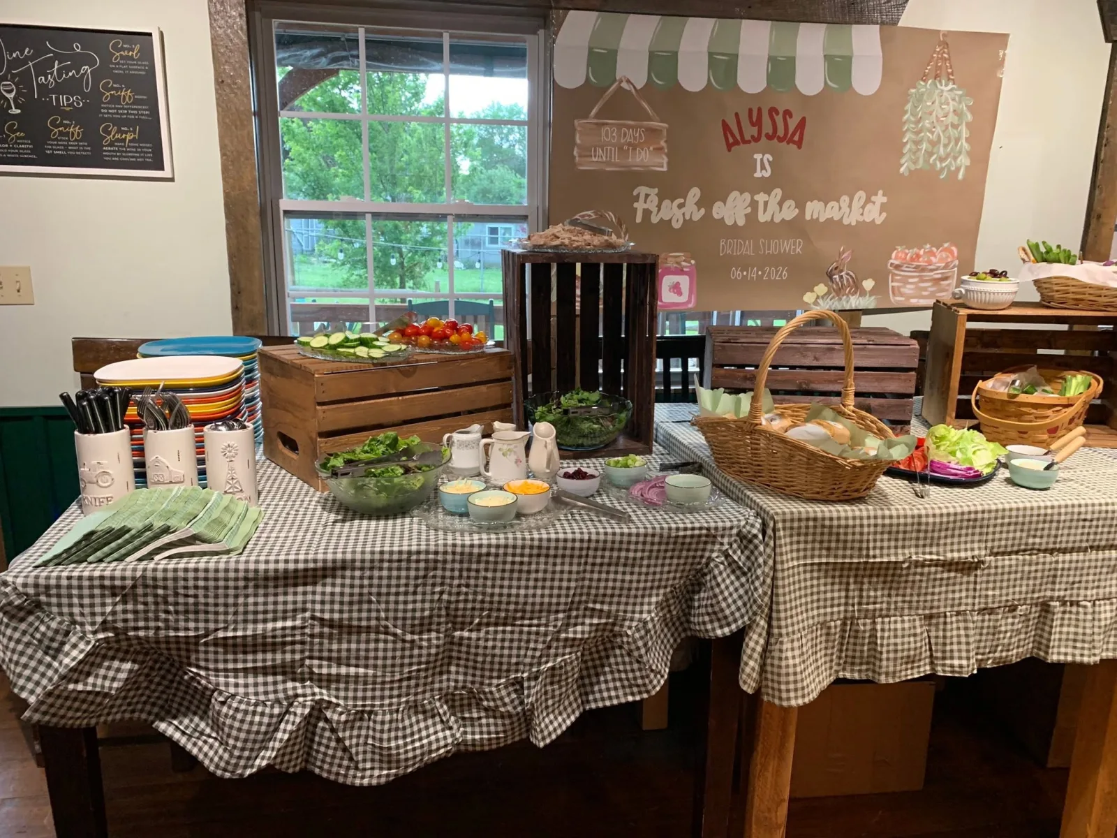 Garden themed bridal shower buffet at The Mockingbird